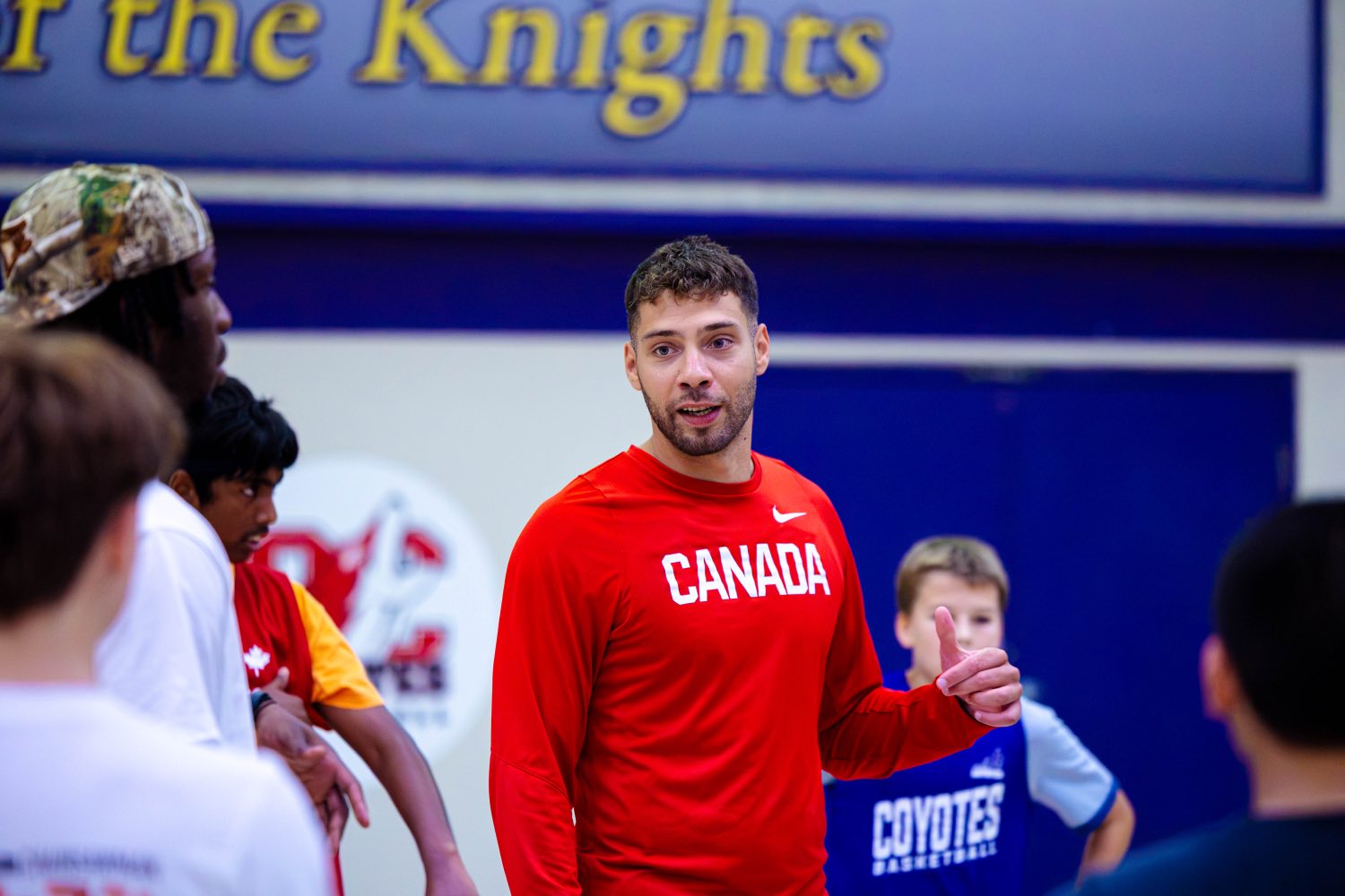 Jadon Cohee coaching a young Junior Coyotes player